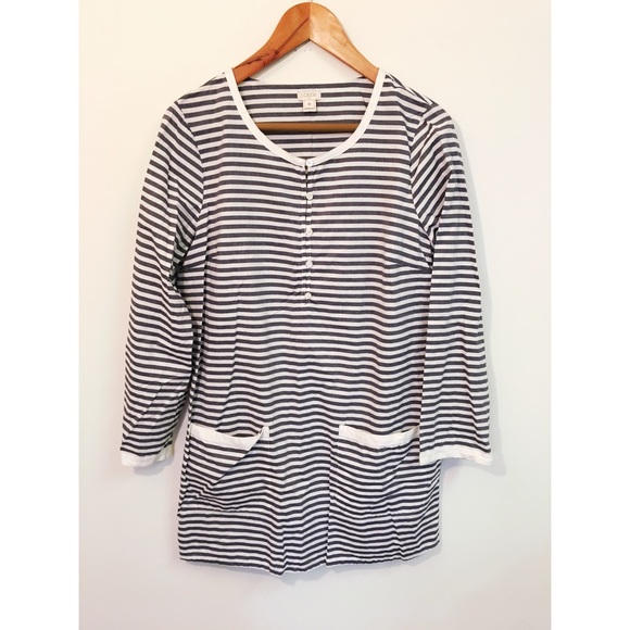 J CREW Women’s Grey Striped Tunic Blouse Dress - Picture 1 of 5